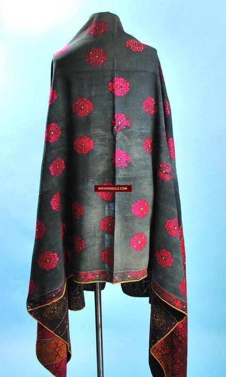 544 SOLD Gorgeous Rare Antique Swat Valley Bridal Phulkari Shawl-WOVENSOULS-Antique-Vintage-Textiles-Art-Decor