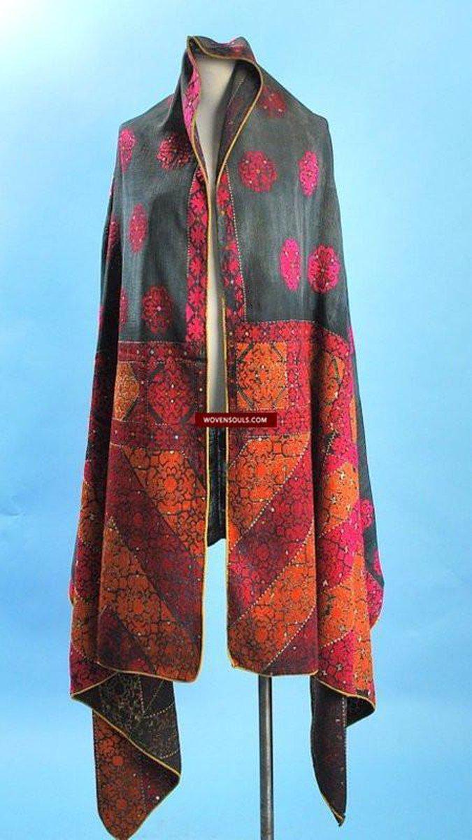 544 SOLD Gorgeous Rare Antique Swat Valley Bridal Phulkari Shawl-WOVENSOULS-Antique-Vintage-Textiles-Art-Decor