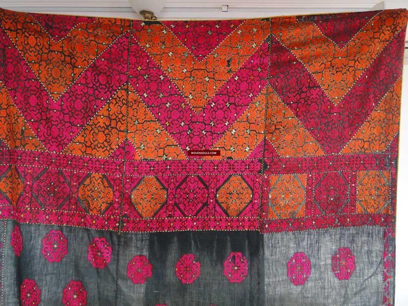 544 SOLD Gorgeous Rare Antique Swat Valley Bridal Phulkari Shawl-WOVENSOULS-Antique-Vintage-Textiles-Art-Decor