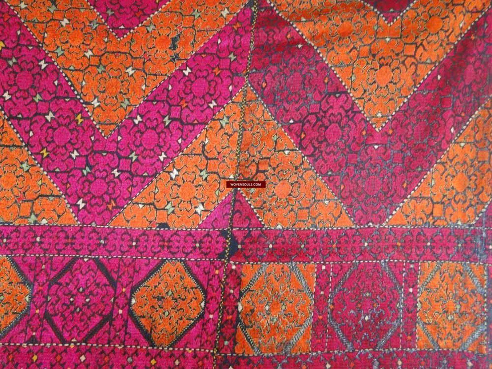 544 SOLD Gorgeous Rare Antique Swat Valley Bridal Phulkari Shawl-WOVENSOULS-Antique-Vintage-Textiles-Art-Decor