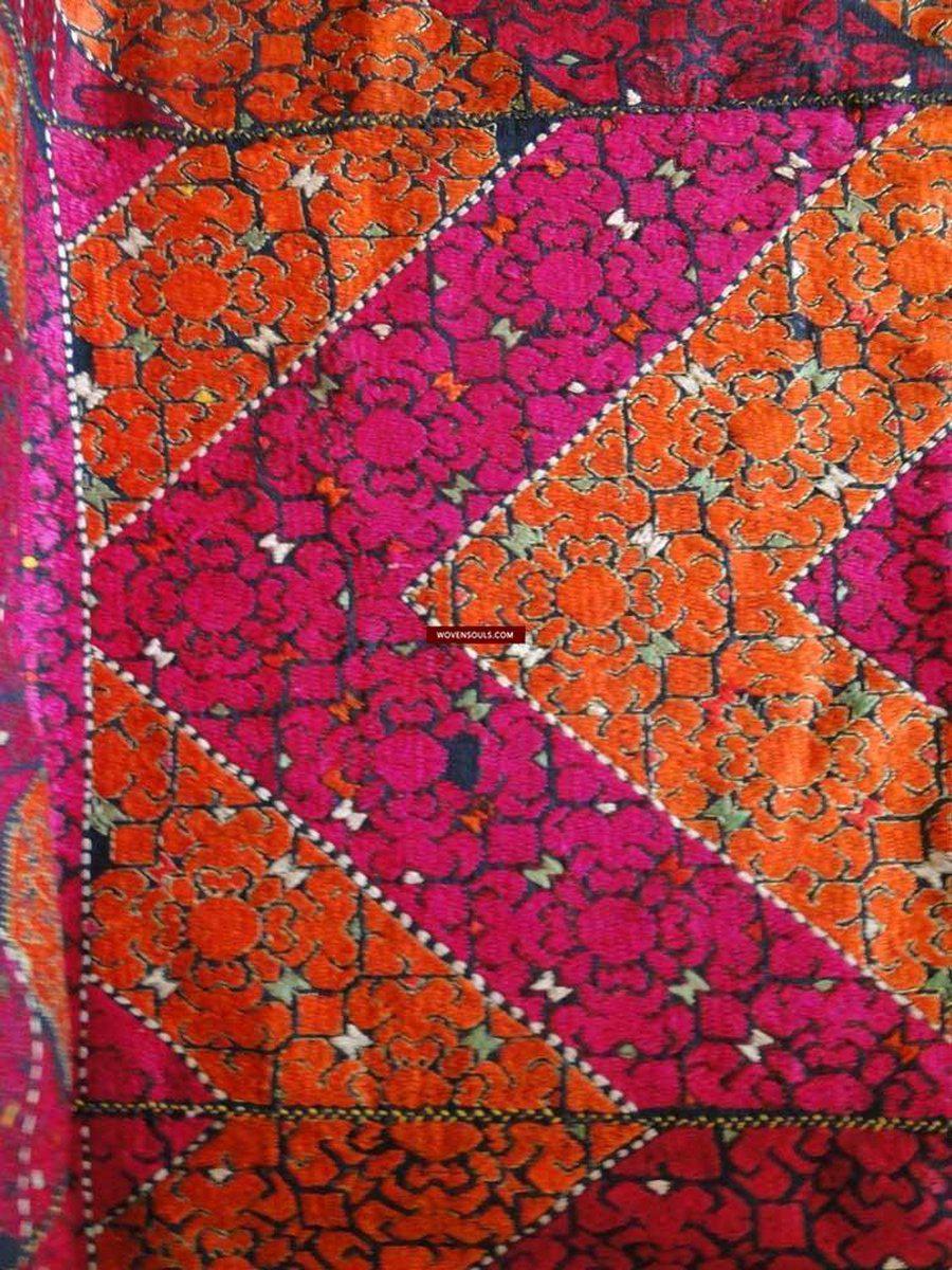 544 SOLD Gorgeous Rare Antique Swat Valley Bridal Phulkari Shawl-WOVENSOULS-Antique-Vintage-Textiles-Art-Decor