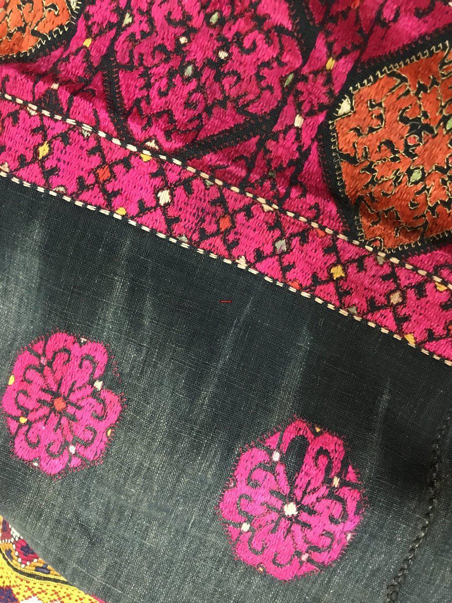 544 SOLD Gorgeous Rare Antique Swat Valley Bridal Phulkari Shawl-WOVENSOULS-Antique-Vintage-Textiles-Art-Decor