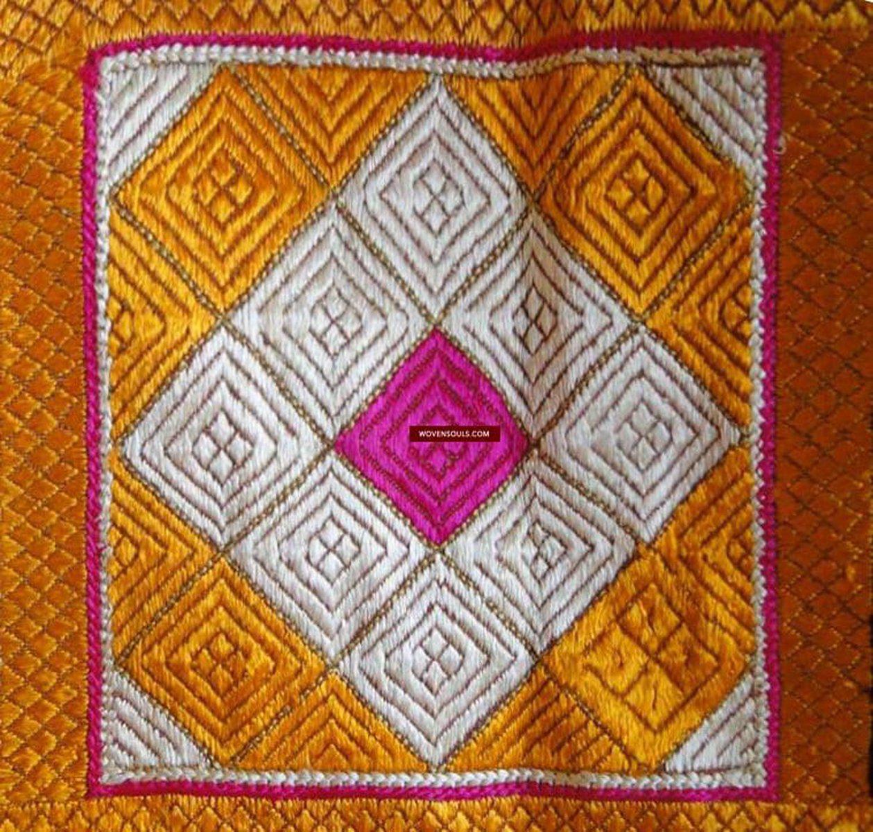 546 SOLD Lozenge Meenakari Phulkari Bagh-WOVENSOULS-Antique-Vintage-Textiles-Art-Decor