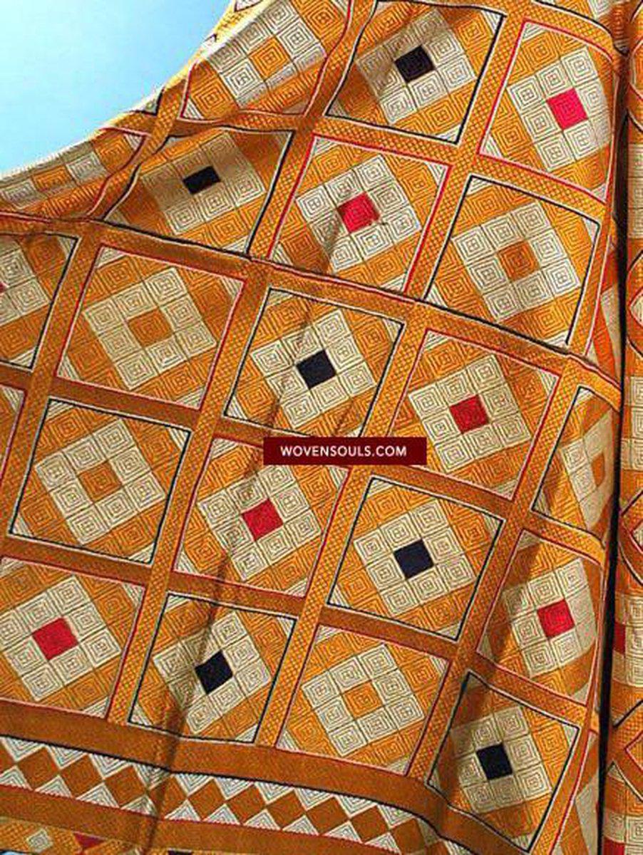 546 SOLD Lozenge Meenakari Phulkari Bagh-WOVENSOULS-Antique-Vintage-Textiles-Art-Decor