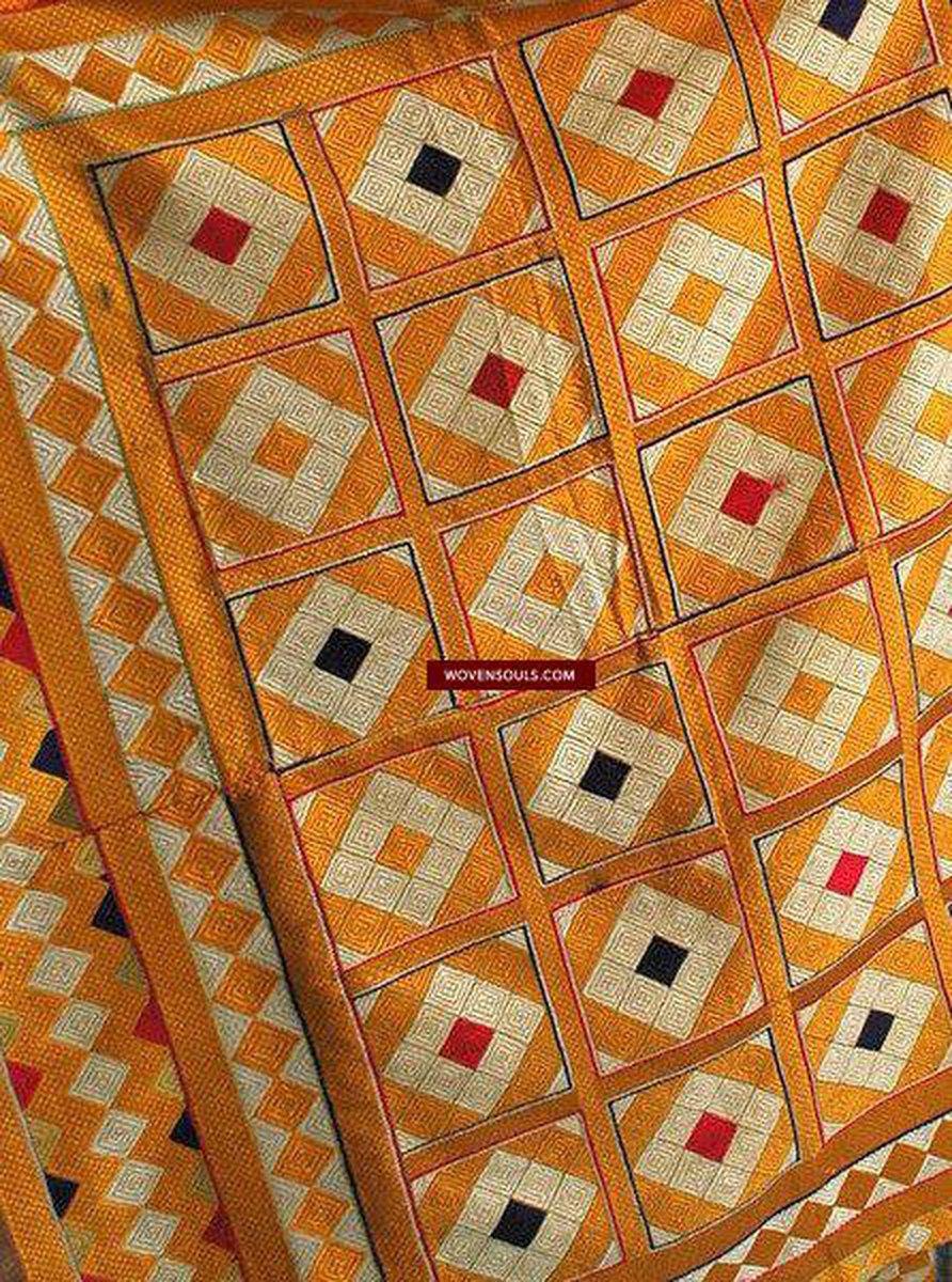 546 SOLD Lozenge Meenakari Phulkari Bagh-WOVENSOULS-Antique-Vintage-Textiles-Art-Decor