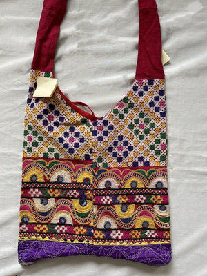 5512 MIXED LOT - 5 Sling Bags made of Vintage Textile fragments-WOVENSOULS-Antique-Vintage-Textiles-Art-Decor