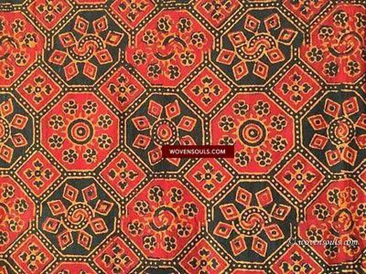 Yellow - Block Print Cotton Ajrakh Handloom Towel