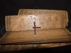 558 Old Indian Sanskrit Manuscript Palm Leaf - Hanuman Purana-WOVENSOULS-Antique-Vintage-Textiles-Art-Decor