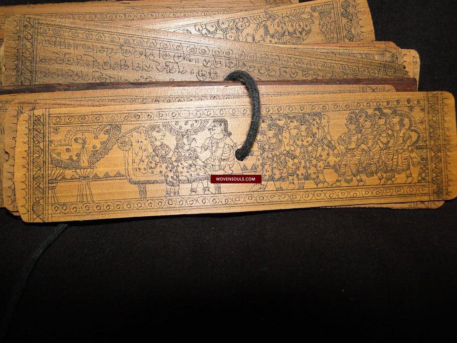 559 Rare Indian Manuscript Sanskrit Palm Leaf - Boeeta Bandaan - Important for Textile Lovers-WOVENSOULS-Antique-Vintage-Textiles-Art-Decor