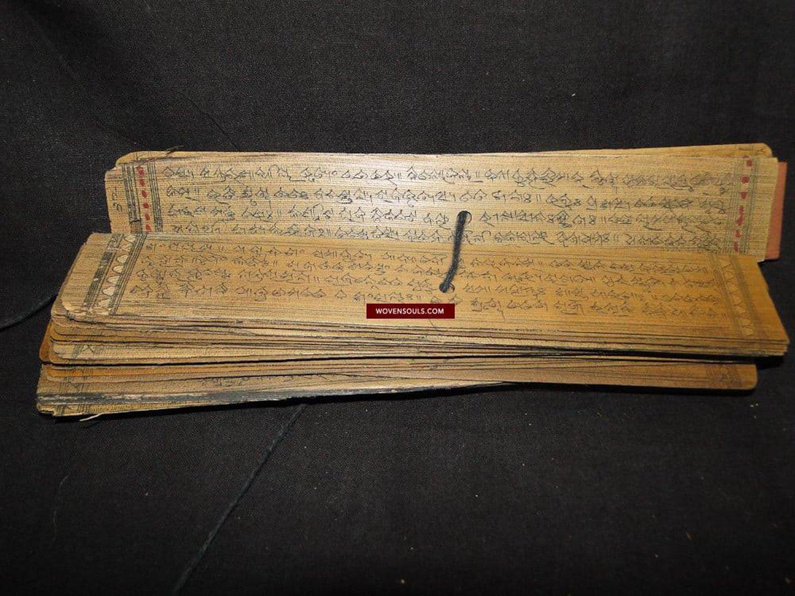 561 Old Indian Palm Leaf Manuscript- Geet Gobind-WOVENSOULS-Antique-Vintage-Textiles-Art-Decor