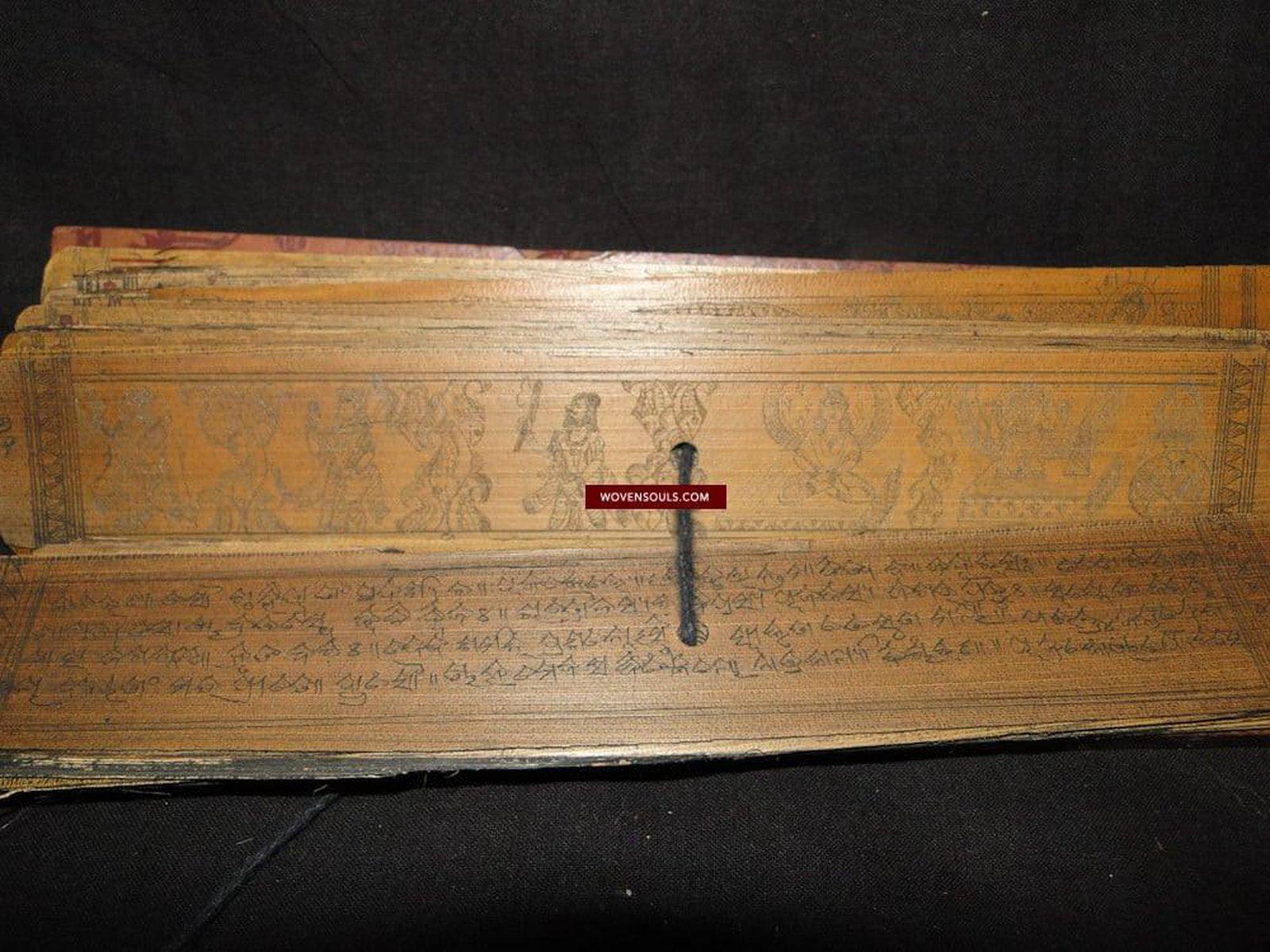 561 Old Indian Palm Leaf Manuscript- Geet Gobind-WOVENSOULS-Antique-Vintage-Textiles-Art-Decor