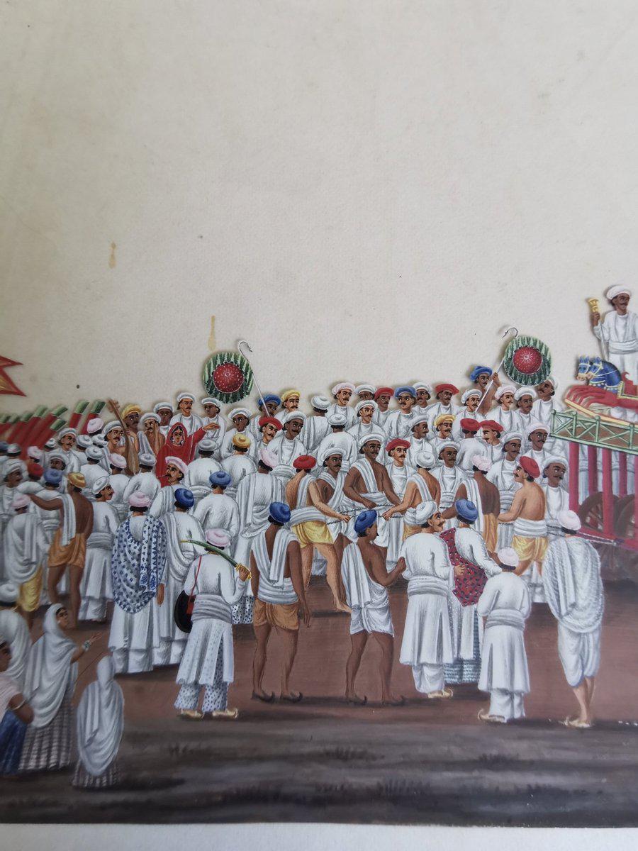 564 Old Indian Company School Mica Painting - Jaganntah Yatra Procession - Rituals & Festivals series - 3-WOVENSOULS-Antique-Vintage-Textiles-Art-Decor