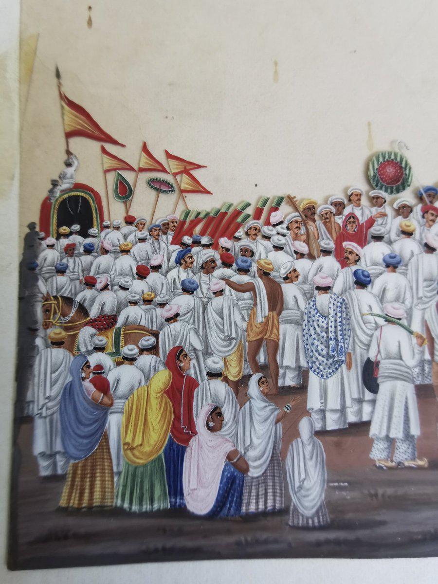 564 Old Indian Company School Mica Painting - Jaganntah Yatra Procession - Rituals & Festivals series - 3-WOVENSOULS-Antique-Vintage-Textiles-Art-Decor