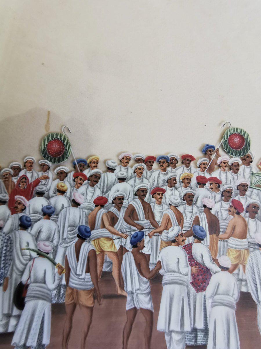 564 Old Indian Company School Mica Painting - Jaganntah Yatra Procession - Rituals & Festivals series - 3-WOVENSOULS-Antique-Vintage-Textiles-Art-Decor