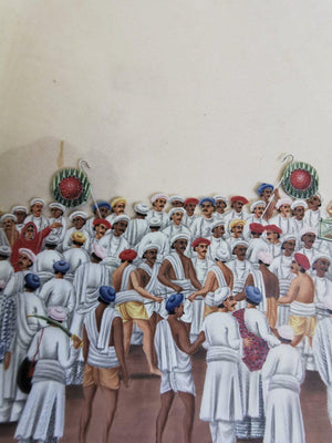 564 Old Indian Company School Mica Painting - Jaganntah Yatra Procession - Rituals & Festivals series - 3-WOVENSOULS-Antique-Vintage-Textiles-Art-Decor