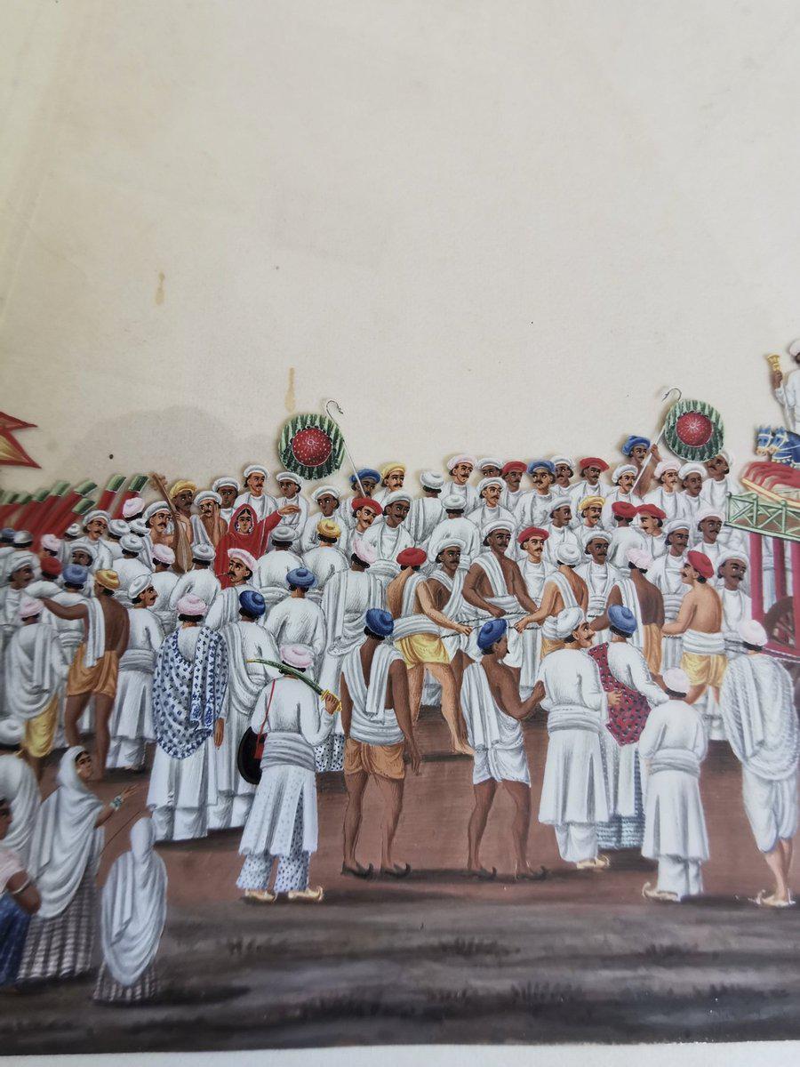 564 Old Indian Company School Mica Painting - Jaganntah Yatra Procession - Rituals & Festivals series - 3-WOVENSOULS-Antique-Vintage-Textiles-Art-Decor