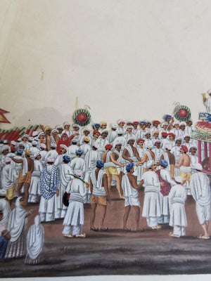 564 Old Indian Company School Mica Painting - Jaganntah Yatra Procession - Rituals & Festivals series - 3-WOVENSOULS-Antique-Vintage-Textiles-Art-Decor
