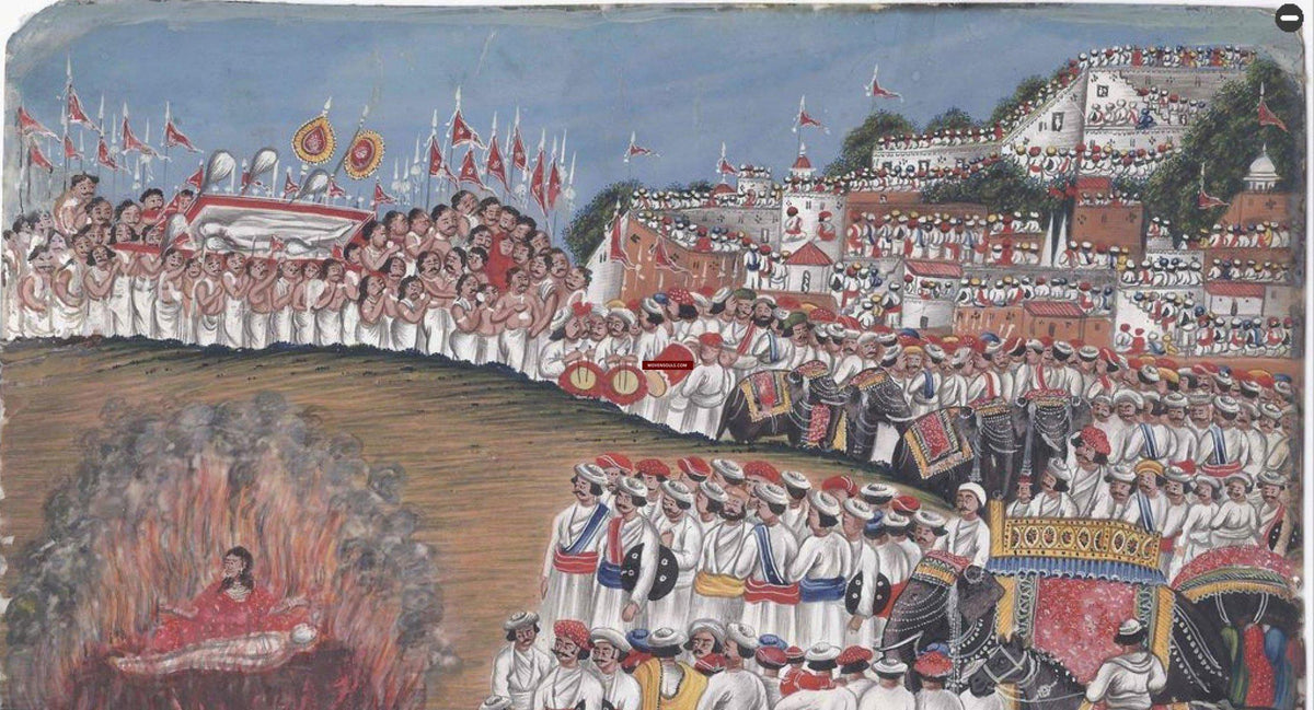 El Ritual Sati 571 SOLD Company School Mica Painting - Sati or Suttee - Rituals ...