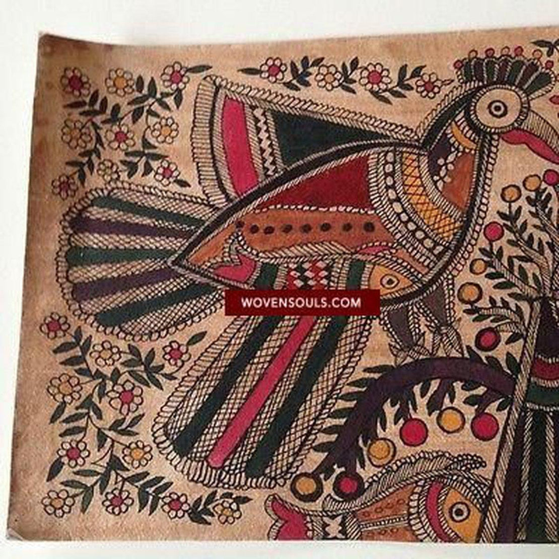 5711 Lovely Frameable Traditional Art Madhubani WOVENSOULS Antique
