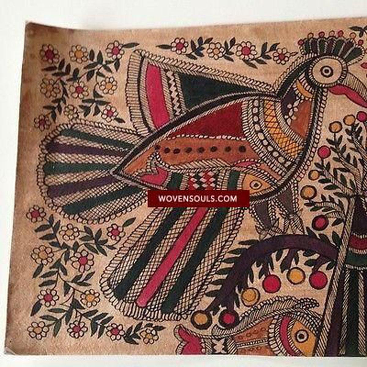5711 Lovely Frameable Traditional Art Madhubani WOVENSOULS Antique