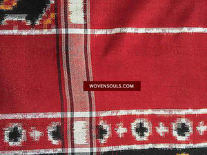 5712 SOLD - Handwoven Silk Double Ikat Patola Shawl - Recently Made-WOVENSOULS-Antique-Vintage-Textiles-Art-Decor