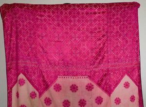578 Superb White & Pink Likhni Swat Valley Bagh Phulkari Textile Art handmade-WOVENSOULS-Antique-Vintage-Textiles-Art-Decor