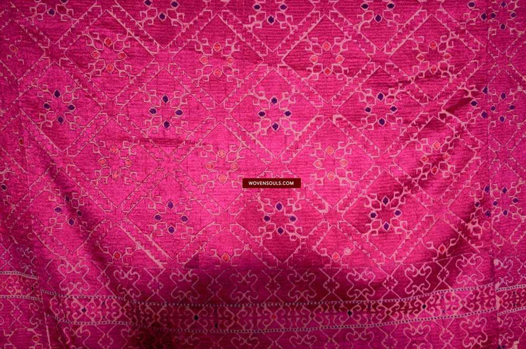 578 Superb White & Pink Likhni Swat Valley Bagh Phulkari Textile Art handmade-WOVENSOULS-Antique-Vintage-Textiles-Art-Decor