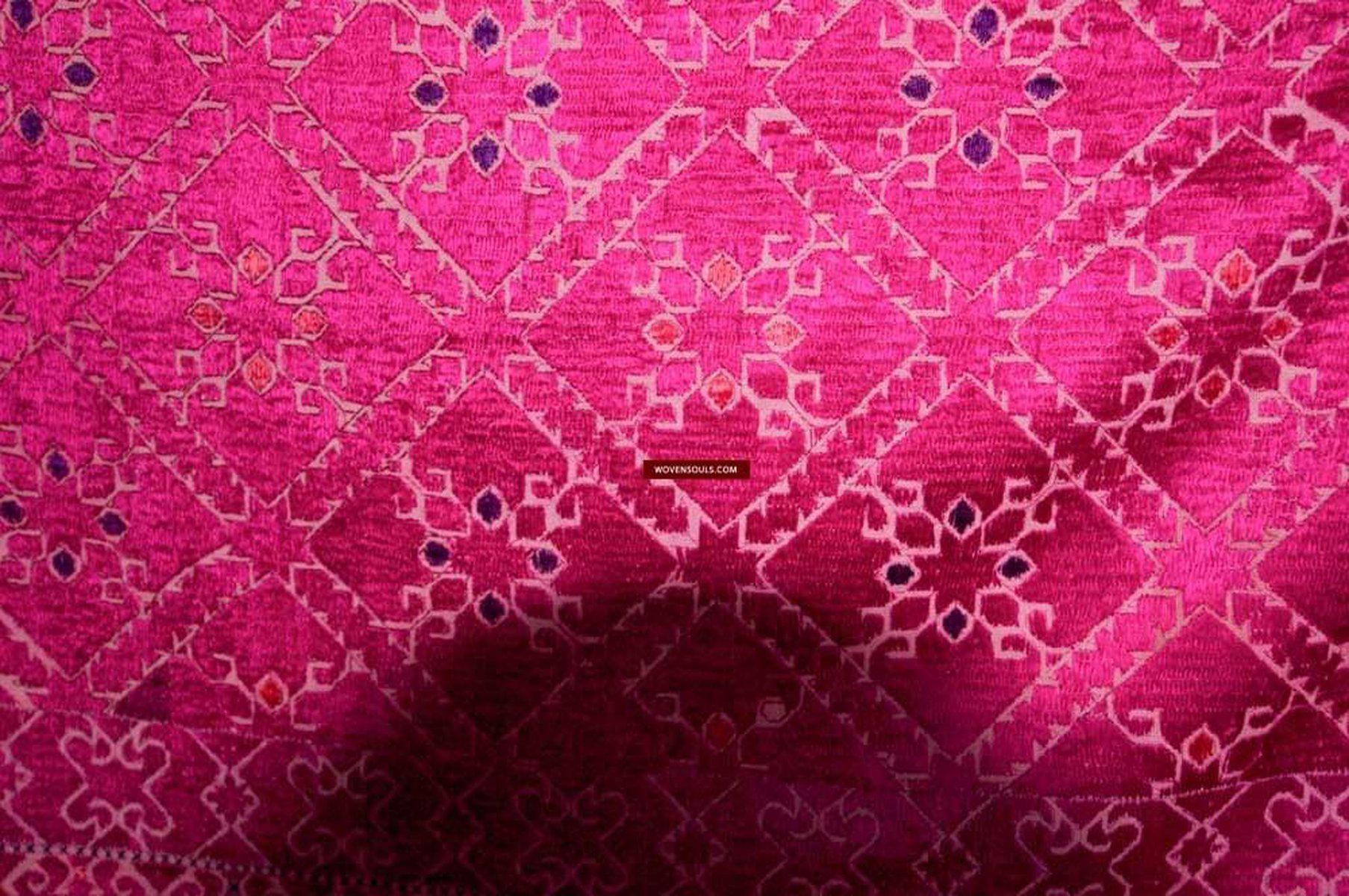 578 Superb White & Pink Likhni Swat Valley Bagh Phulkari Textile Art handmade-WOVENSOULS-Antique-Vintage-Textiles-Art-Decor