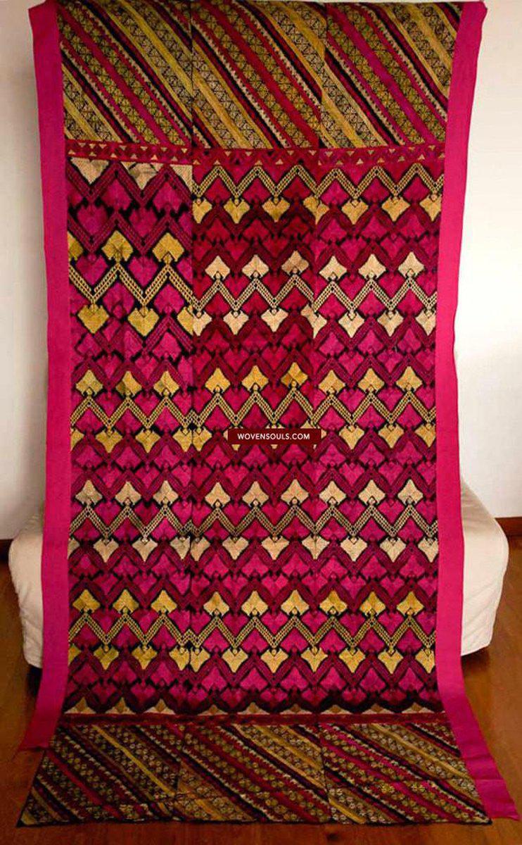 583 Antique Striking Swat Valley Shawl Textile Embroidery-WOVENSOULS-Antique-Vintage-Textiles-Art-Decor