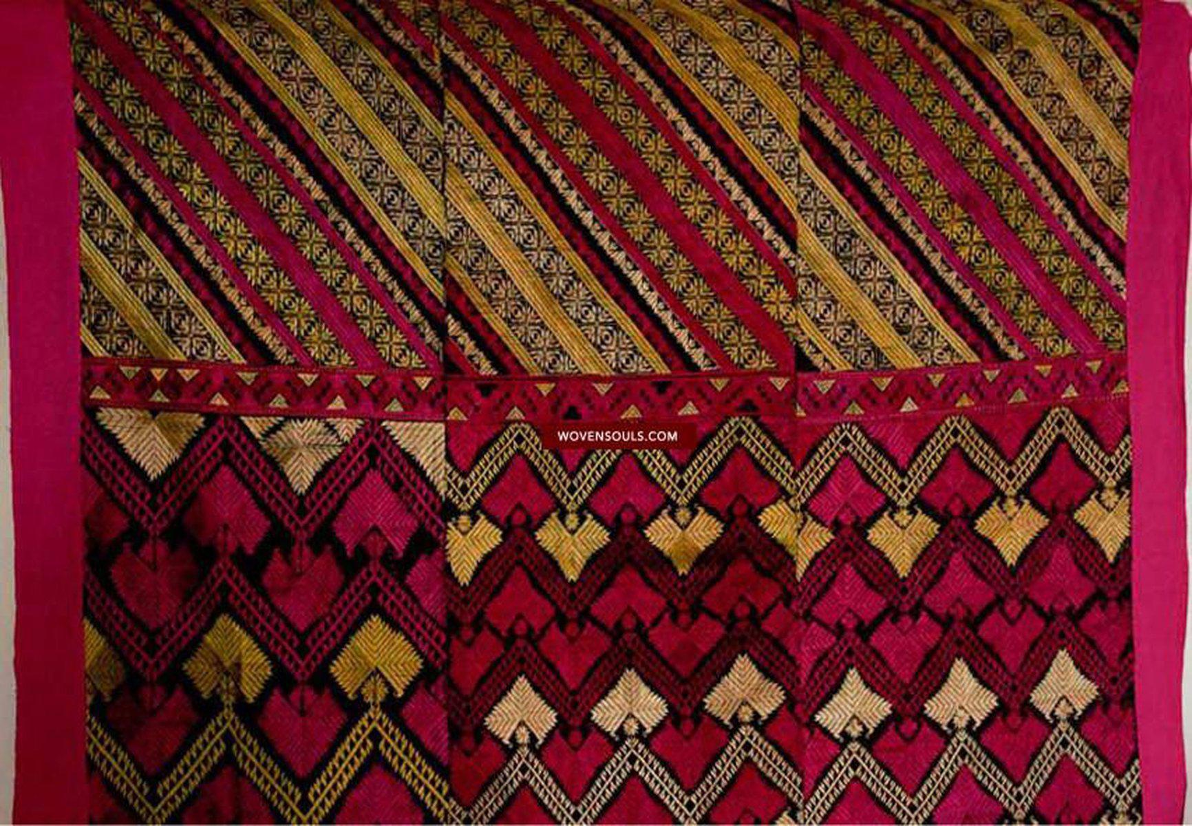 583 Antique Striking Swat Valley Shawl Textile Embroidery-WOVENSOULS-Antique-Vintage-Textiles-Art-Decor