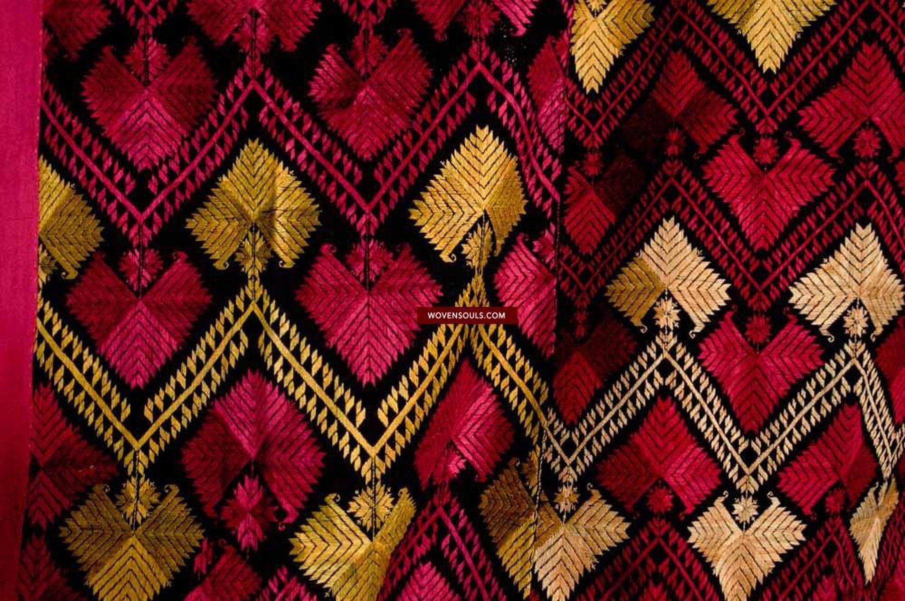 583 Antique Striking Swat Valley Shawl Textile Embroidery-WOVENSOULS-Antique-Vintage-Textiles-Art-Decor