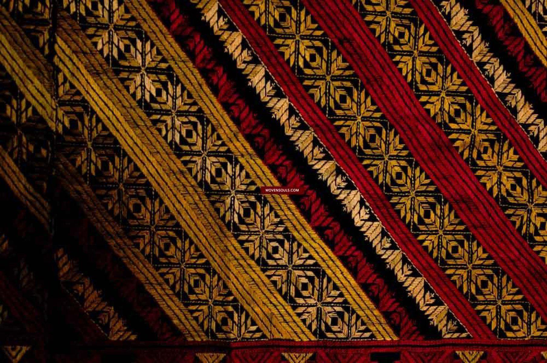 583 Antique Striking Swat Valley Shawl Textile Embroidery-WOVENSOULS-Antique-Vintage-Textiles-Art-Decor