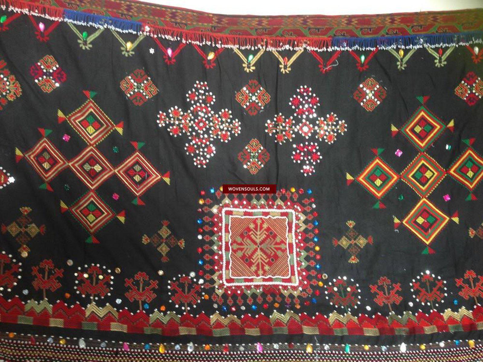 589 Heavy Abbasi Kohistan Superfine Embroidery Wedding Shawl Textile-WOVENSOULS-Antique-Vintage-Textiles-Art-Decor