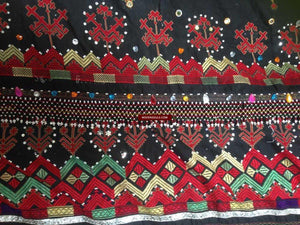 589 Heavy Abbasi Kohistan Superfine Embroidery Wedding Shawl Textile-WOVENSOULS-Antique-Vintage-Textiles-Art-Decor