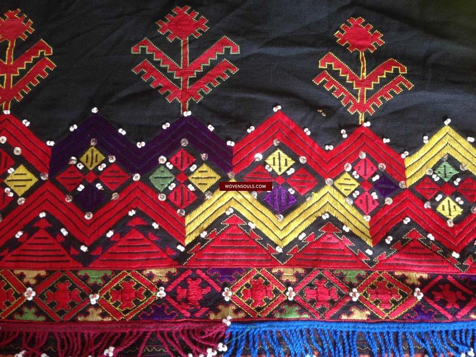 590 Semi Antique Abbasi Kohistan Wedding Shawl Textile with Superfine Embroidery-WOVENSOULS-Antique-Vintage-Textiles-Art-Decor