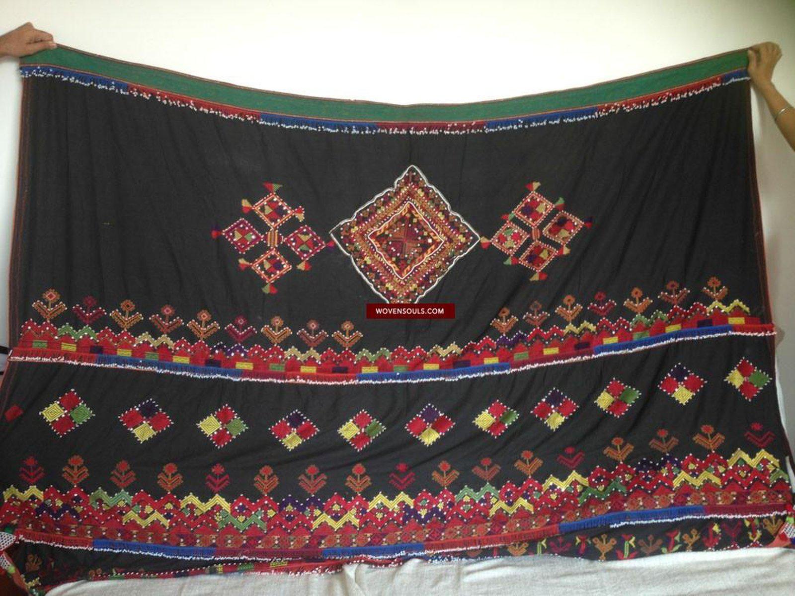 590 Semi Antique Abbasi Kohistan Wedding Shawl Textile with Superfine Embroidery-WOVENSOULS-Antique-Vintage-Textiles-Art-Decor