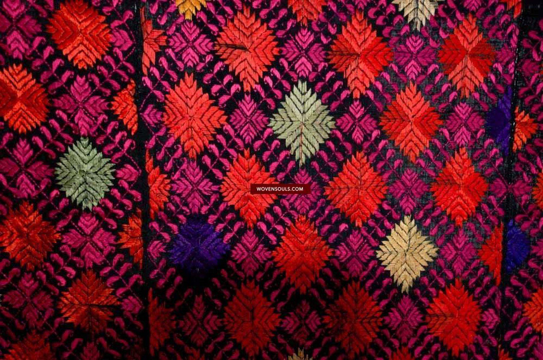 591 SOLD Antique Black Hazara Shawl Wedding Phulkari Textile-WOVENSOULS-Antique-Vintage-Textiles-Art-Decor