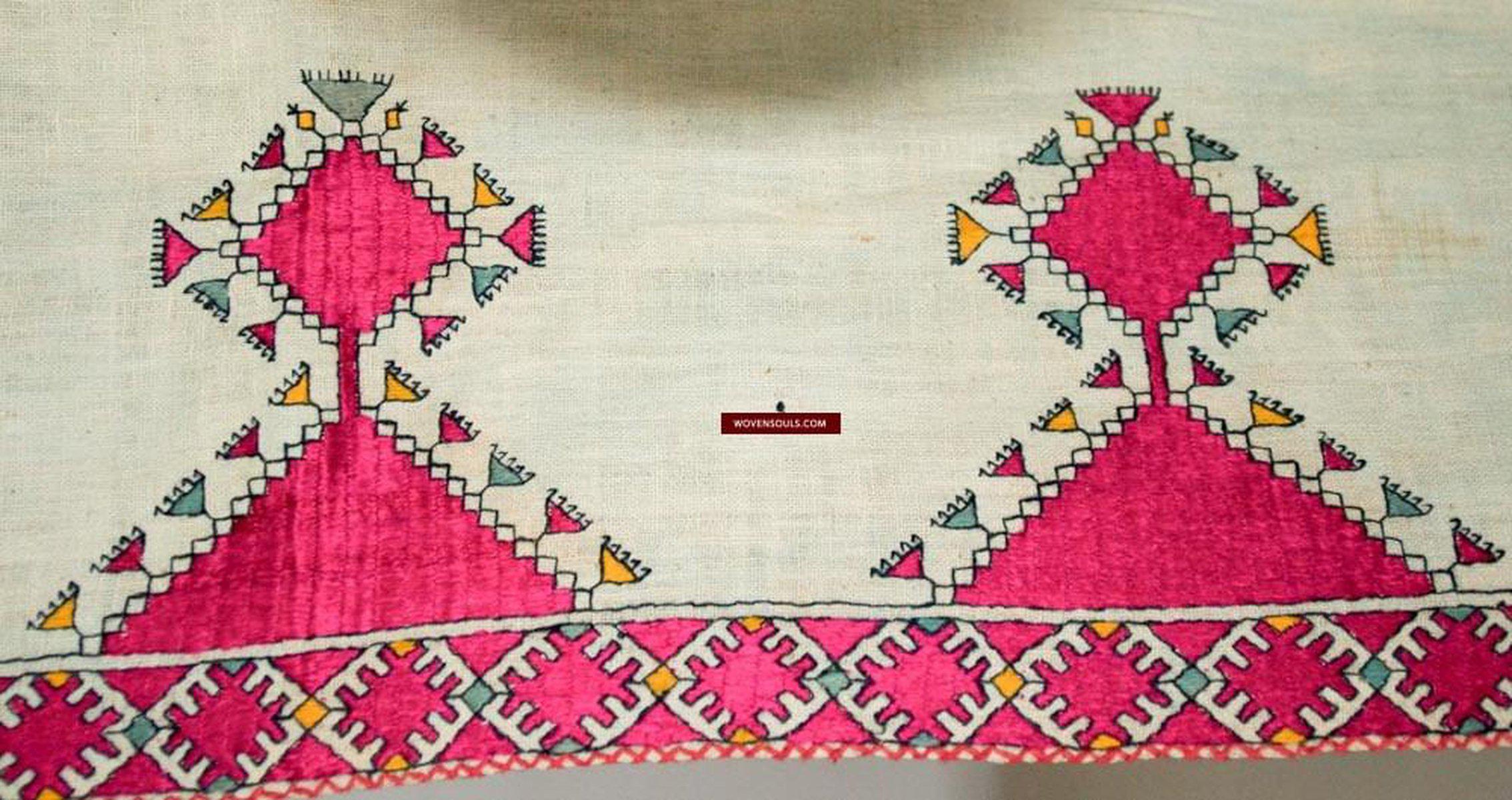 593 Antique Swat Valley Wedding Shawl Textile with Silk Embroidery-WOVENSOULS-Antique-Vintage-Textiles-Art-Decor