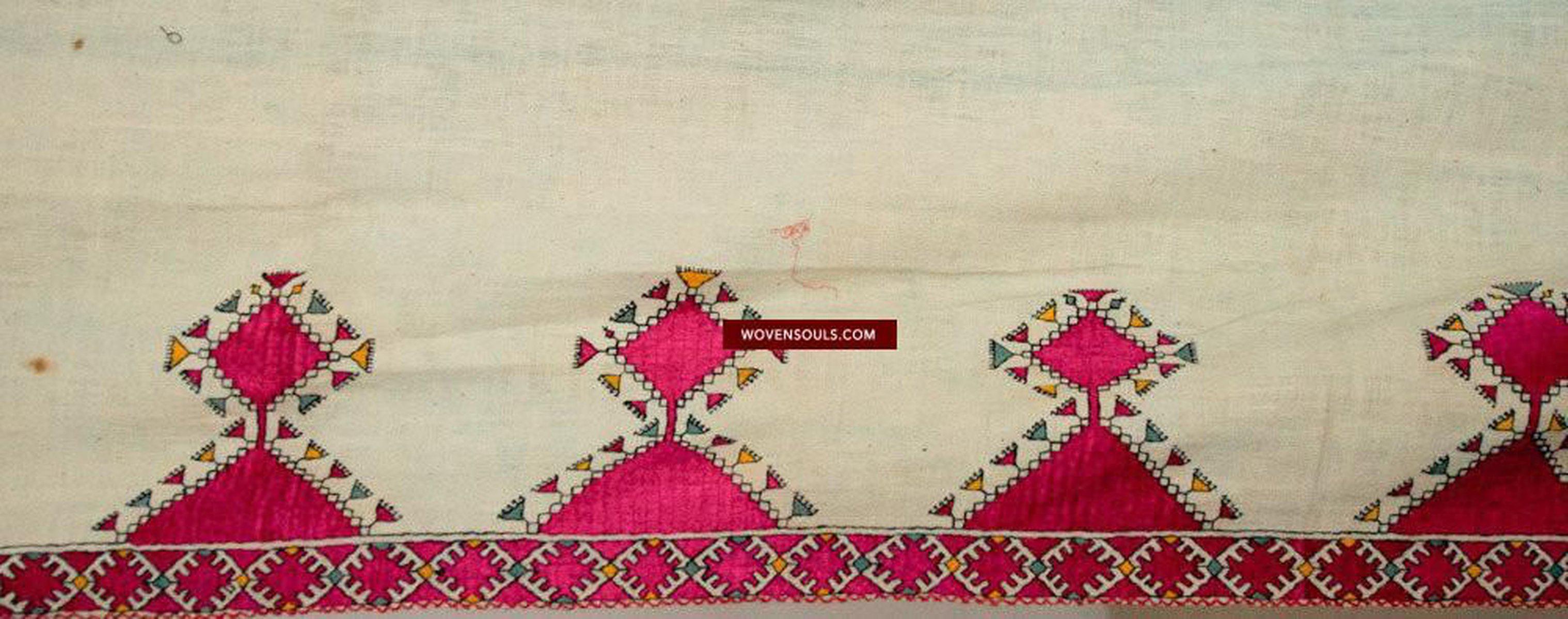 593 Antique Swat Valley Wedding Shawl Textile with Silk Embroidery-WOVENSOULS-Antique-Vintage-Textiles-Art-Decor