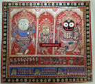 602 SOLD - Red Jatripatti Pattachitra Lord Jugannath Puri Painting-WOVENSOULS-Antique-Vintage-Textiles-Art-Decor