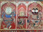 602 SOLD - Red Jatripatti Pattachitra Lord Jugannath Puri Painting-WOVENSOULS-Antique-Vintage-Textiles-Art-Decor