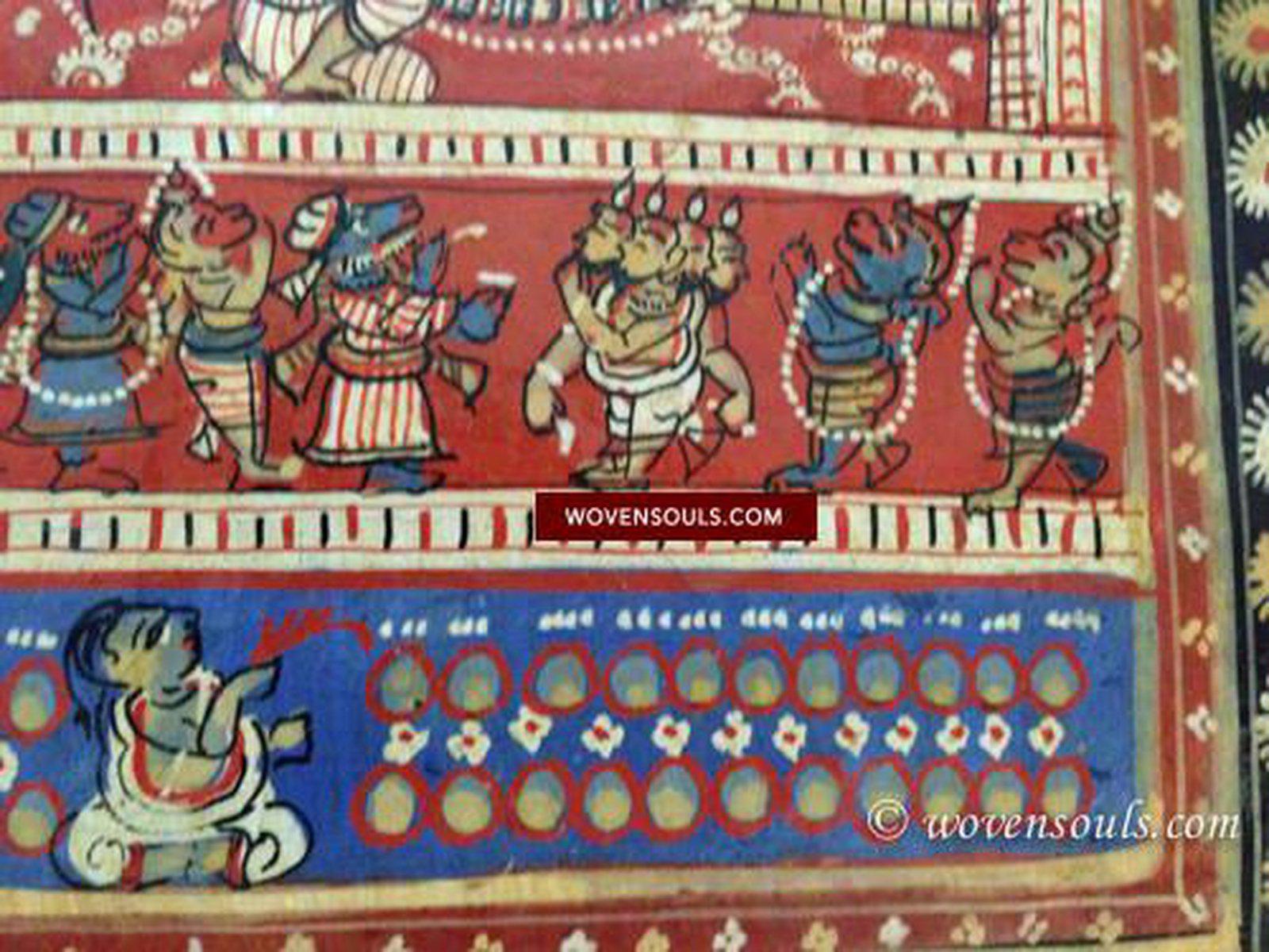 602 SOLD - Red Jatripatti Pattachitra Lord Jugannath Puri Painting-WOVENSOULS-Antique-Vintage-Textiles-Art-Decor