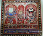 602 SOLD - Red Jatripatti Pattachitra Lord Jugannath Puri Painting-WOVENSOULS-Antique-Vintage-Textiles-Art-Decor