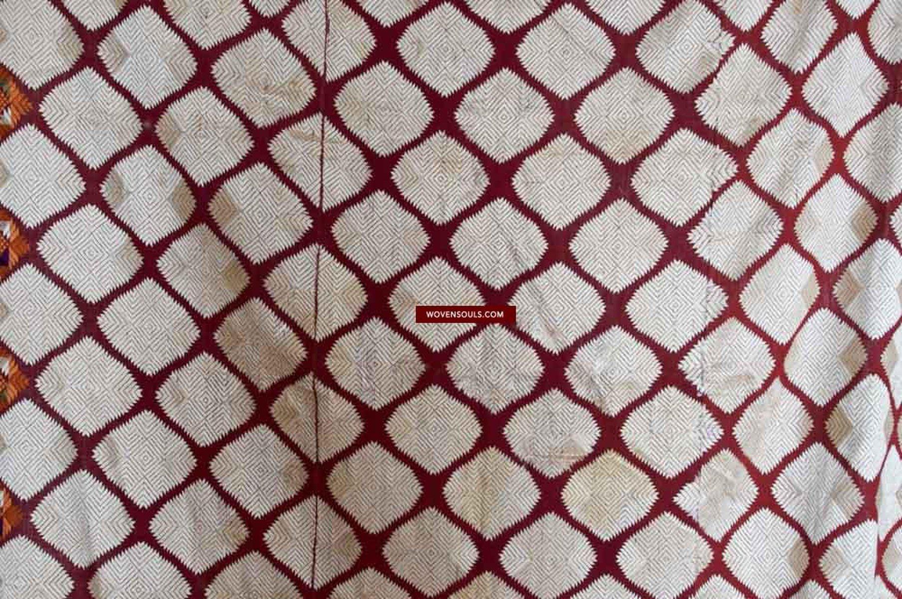 603 SOLD Rare White Chand Bagh Phulkari Wedding Textile Embroidery-WOVENSOULS-Antique-Vintage-Textiles-Art-Decor