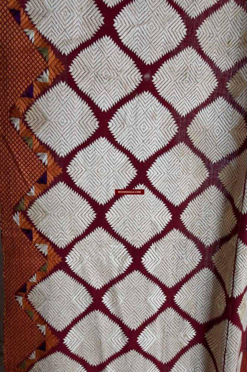 603 SOLD Rare White Chand Bagh Phulkari Wedding Textile Embroidery-WOVENSOULS-Antique-Vintage-Textiles-Art-Decor