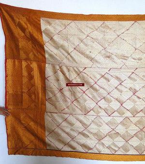 605 White Chand Bagh Phulkari Indian Textile-WOVENSOULS-Antique-Vintage-Textiles-Art-Decor