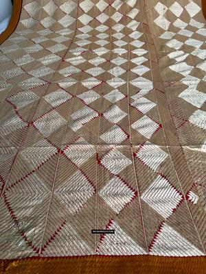 605  White Chand Bagh Phulkari Indian Textile