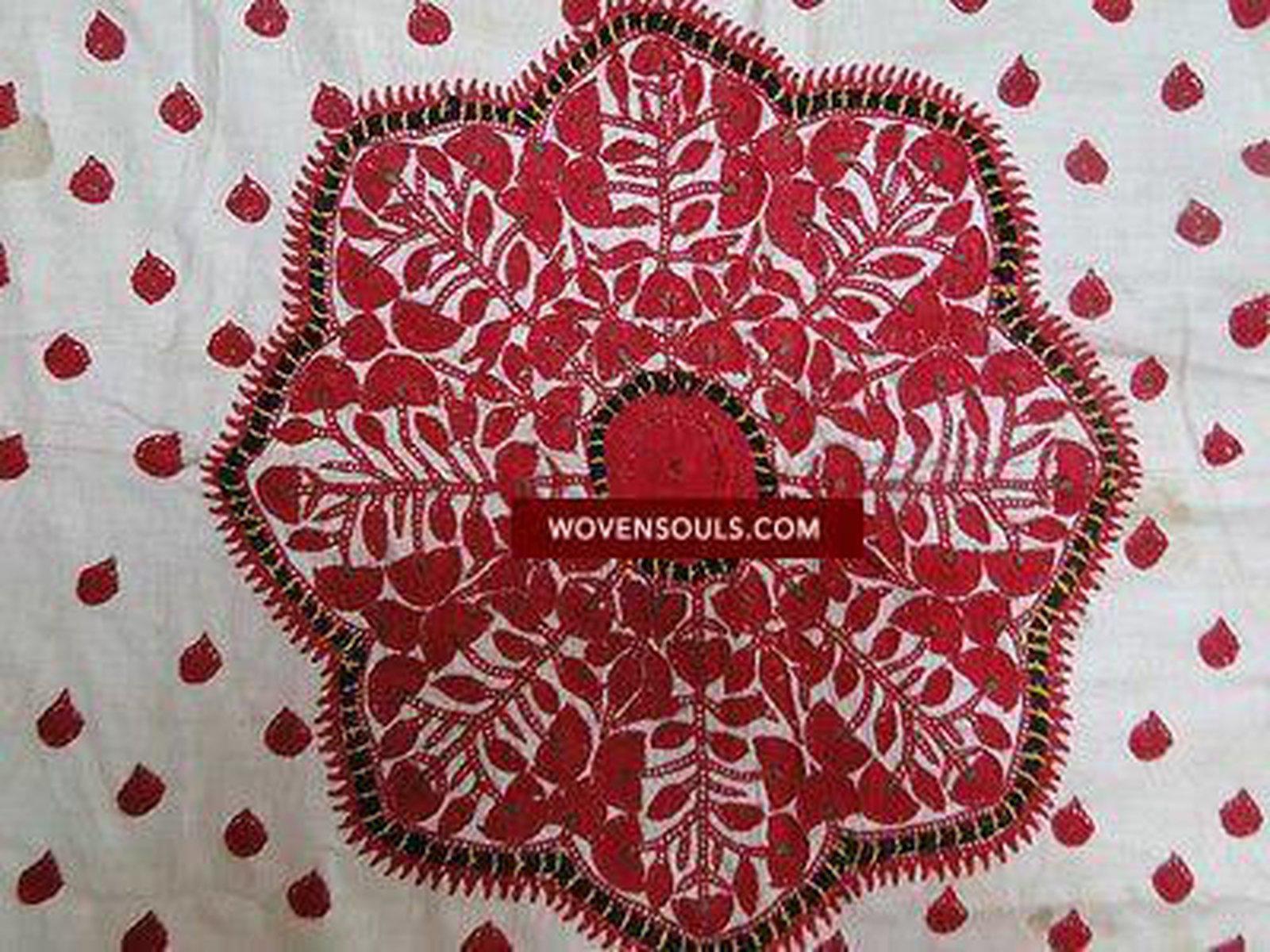 608 SOLD Old Silk Odhana Abochani Embroidered Shawl-WOVENSOULS-Antique-Vintage-Textiles-Art-Decor