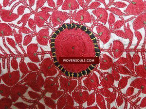 608 SOLD Old Silk Odhana Abochani Embroidered Shawl-WOVENSOULS-Antique-Vintage-Textiles-Art-Decor