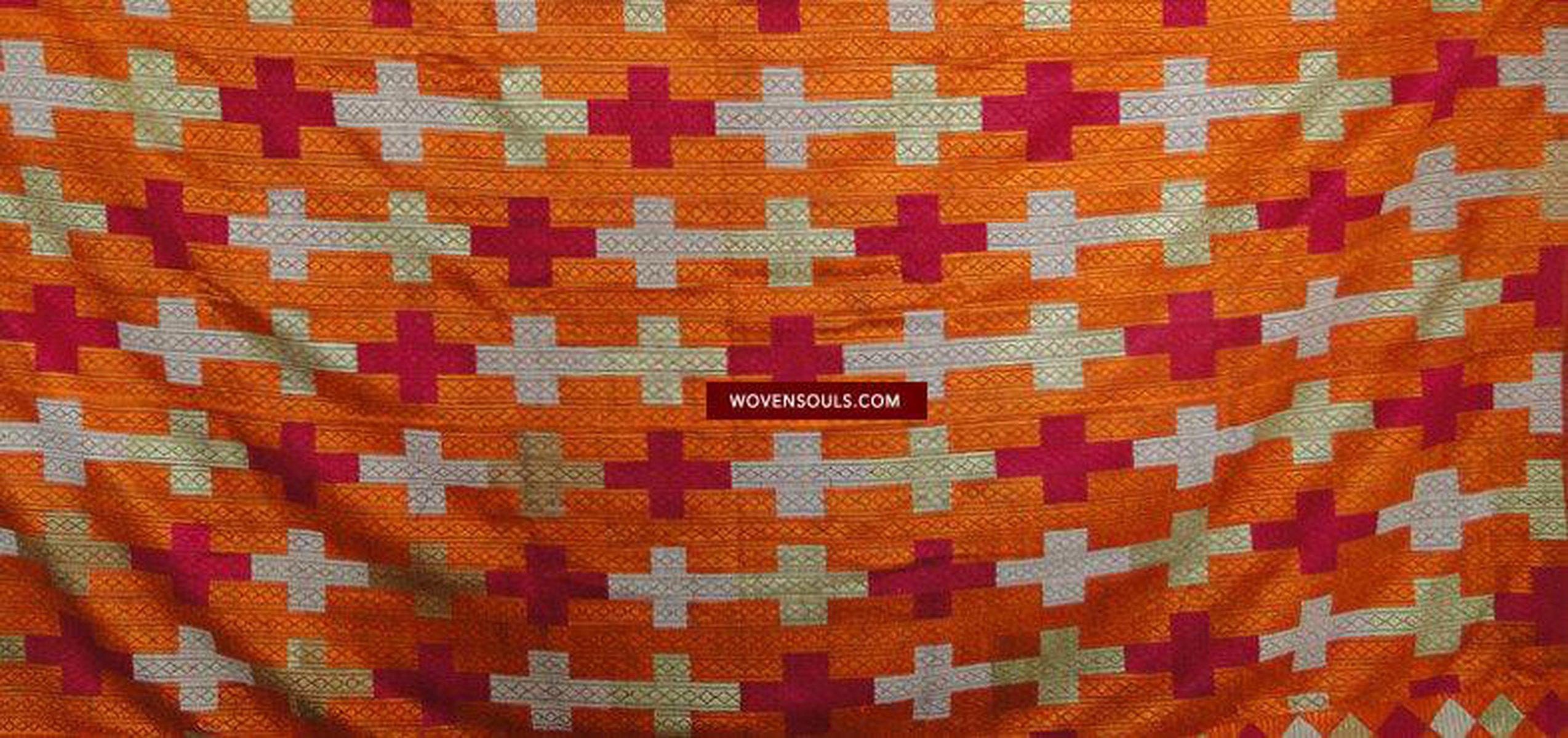 610 SOLD Old Phulkari Bagh Textile with Belan Motif-WOVENSOULS-Antique-Vintage-Textiles-Art-Decor